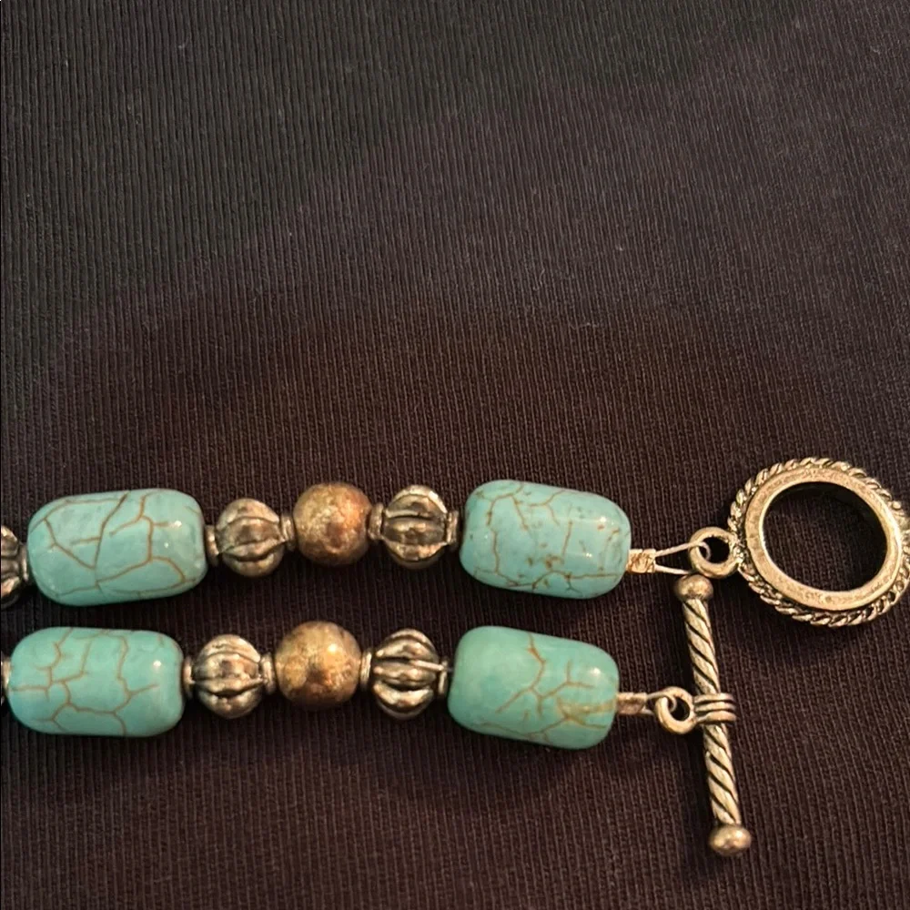 Turquoise and Silver Heart Pendant Necklace - Picture 7 of 7